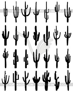 Silhouettes of cactus - vector clipart