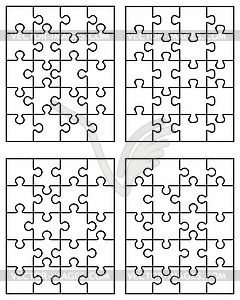Четыре разных белых головоломки - изображение в векторе
