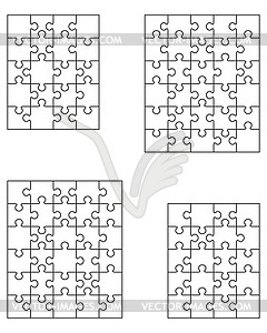 Four different white puzzles - vector clipart