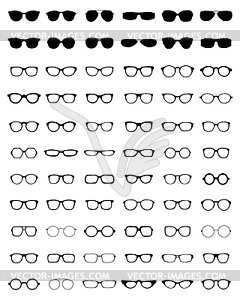 Silhouettes of different eyeglasses - vector clipart