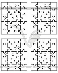 Four different white puzzles - vector image