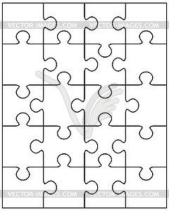 Puzzle with separate pieces - vector clip art