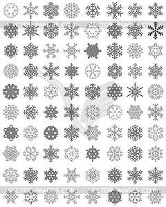 Набор различных серых снежинок - векторный клипарт / векторное изображение
