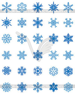 Set of different blue snowflakes  - vector EPS clipart