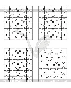 Four different white puzzles - vector clipart