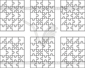 Шесть разных белых головоломок - клипарт в векторе / векторное изображение