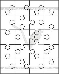 White puzzle, separate pieces - vector clipart