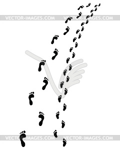 Trail of human and baby bare feet - vector clip art