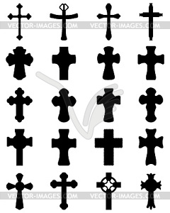 Черные силуэты разных крестов - клипарт Royalty-Free