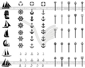 Иконы морских - иллюстрация в векторе