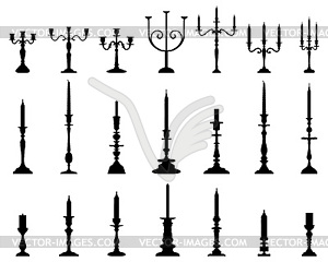 Silhouettes of candlesticks - vector clip art