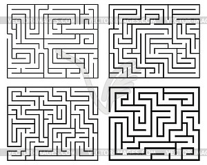 Four black mazes - vector image