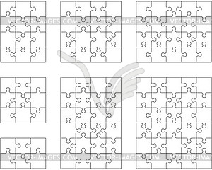  white puzzles, separate pieces - vector image