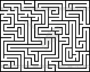 Rectangle black maze isolated  - vector clipart