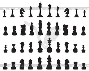 Силуэты шахматных фигур - графика в векторном формате