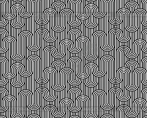 Seamless Black And White Wavy Lines - Vector Eps Clipart