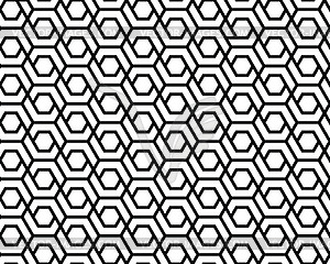 Геометрические черные шестиугольники бесшовный узор - векторная графика