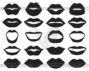 Black silhouettes of female lips  - vector image