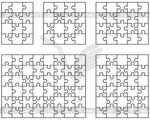 White puzzles, separate pieces - vector clipart
