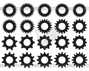 Black silhouettes of different gears - vector image
