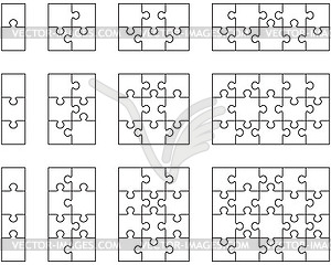 White puzzles, separate pieces - vector image