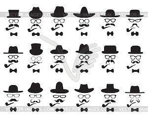 Retro Vintage Gentleman Icon Set - vector clip art