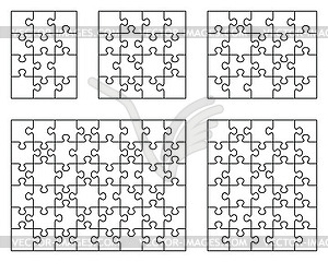 White puzzles, separate pieces - vector image