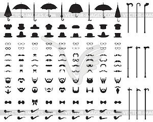 Gentleman accessories icons set - vector clipart