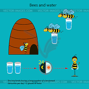 Bees and water - vector image