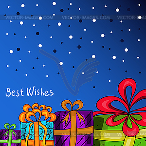 Card with gifts - vector image