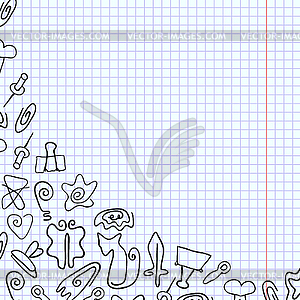 Doodle скрепки различной формы, нарисованные на Schoo - изображение векторного клипарта