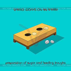 Preparation of sugar and feeding troughs (spring - vector clipart