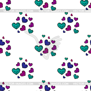 Seamless pattern with hearts - color vector clipart