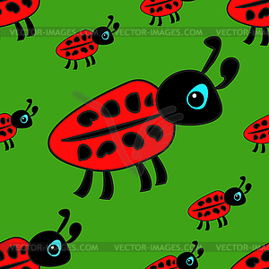 Seamless pattern with ladybirds - vector clip art