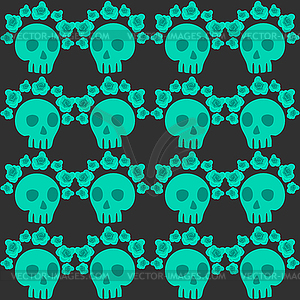 Seamless pattern with skull and roses- - vector clip art