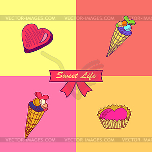 Sweet life - color vector clipart