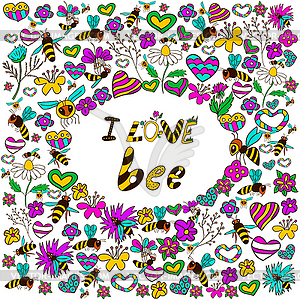 Background i love bee - vector image