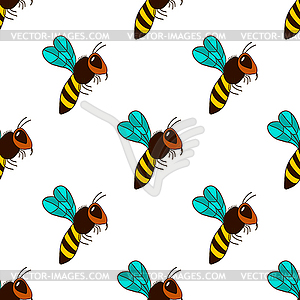 Бесшовные узор с пчелой - - векторная иллюстрация