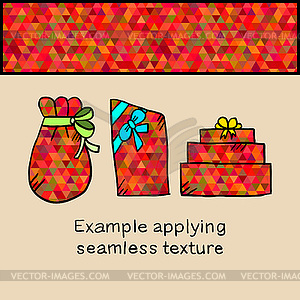 Applying seamless texture with pink triangles on - vector clip art