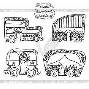 Doodle отдыха vehicles- - стоковое векторное изображение