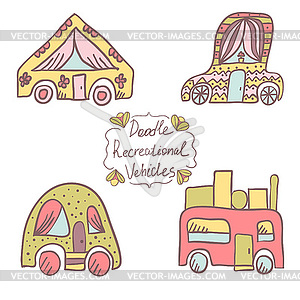 Doodle recreational vehicles- - vector clip art