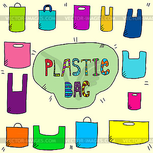 Пластиковые пакеты цвет - векторизованное изображение клипарта