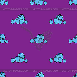 Seamless pattern with doodle blueberry on purple - vector image