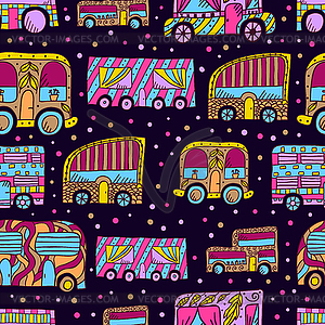 Seamless pattern with doodle recreational vechicles- - vector image