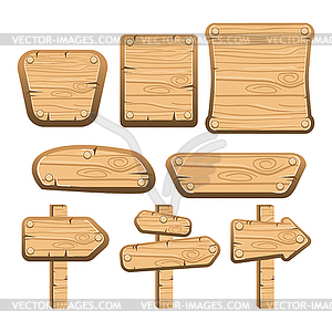 Set of wooden boards, panels and signs- - vector EPS clipart