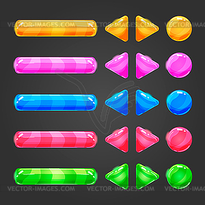 Набор игровой кнопки интерфейса цвета - иллюстрация в векторном формате