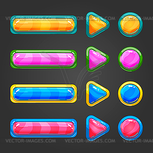 Set of game interface button - color vector clipart