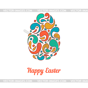 Greeting card with full color doodle easter egg- - vector clipart