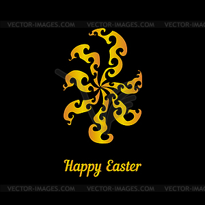 Greeting card with golden easter egg- - color vector clipart