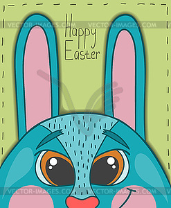 Happy Easter card with smile rabbit - vector image